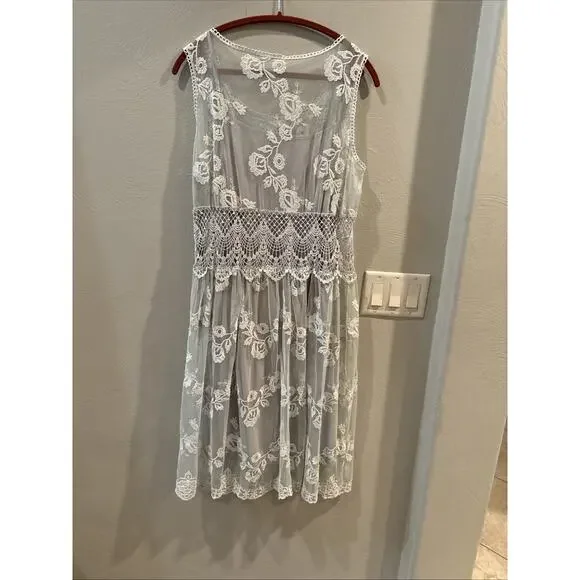 Sundance Dress 16 Lace Floral Embroidered Love Always Coquette Delicate Dainty - Picture 9 of 13